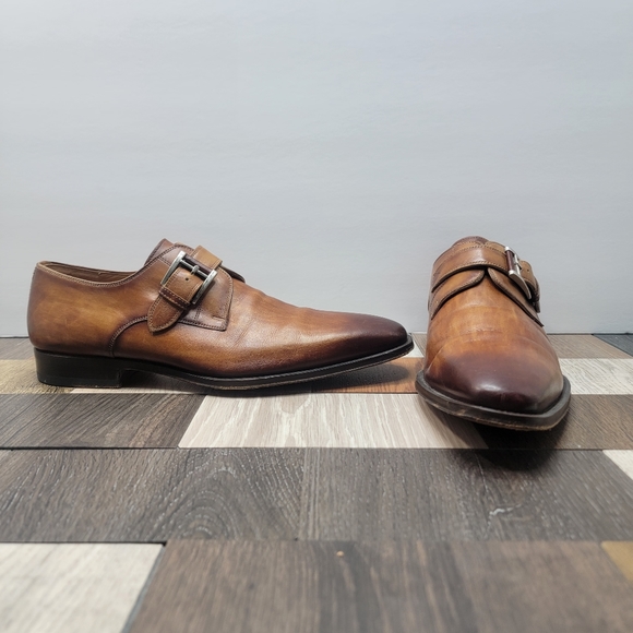 Men's 10.5M Magnanni Hermosa Shoe Monk Straps Brown Leather - Picture 2 of 11
